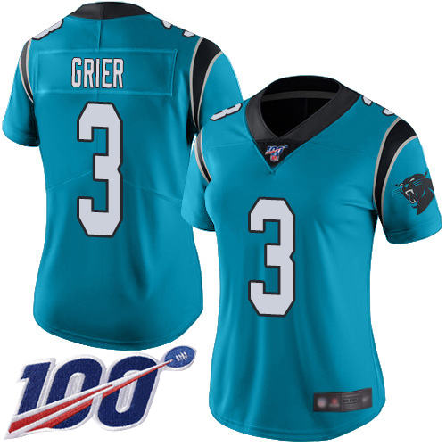 Carolina Panthers Limited Blue Women Will Grier Jersey NFL Football #3 100th Season Rush Vapor Untouchable->youth nfl jersey->Youth Jersey
